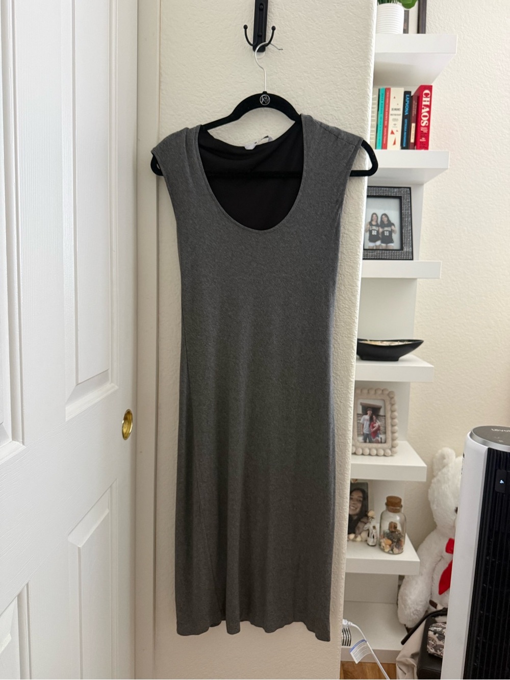 Three Dots Sleeveless Grey Scoop Neck Women's Dress